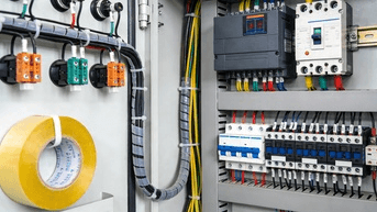 Electrical control panel with components Electrical control panel with components
