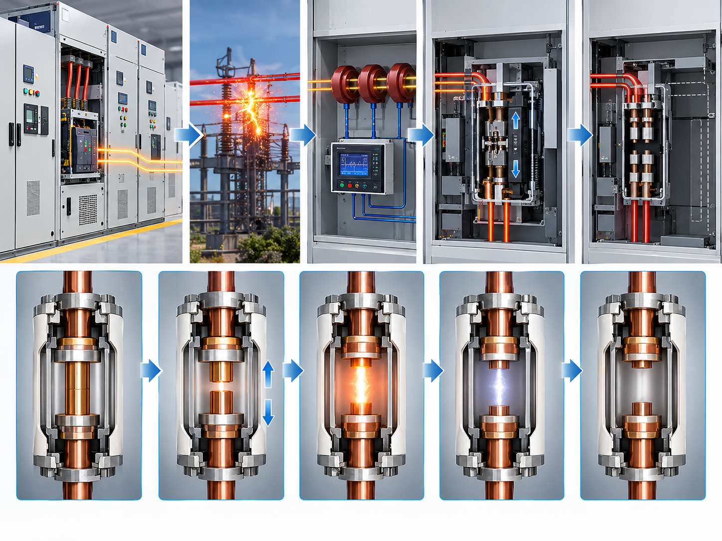 Vacuum circuit breaker fault interruption process