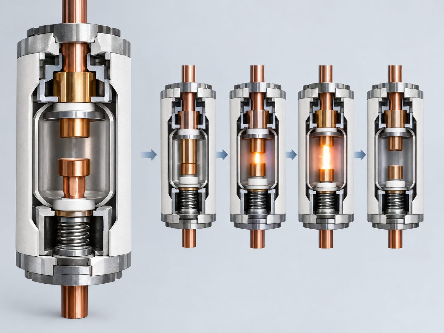Vacuum interrupter inside a medium voltage circuit breaker