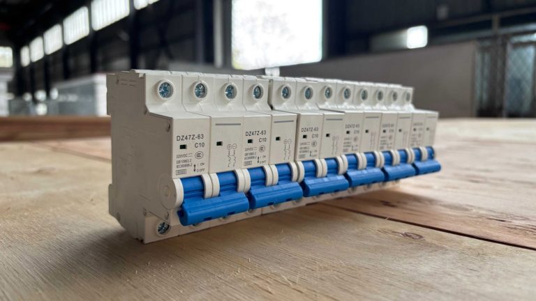 miniature circuit breaker MCB row front view
