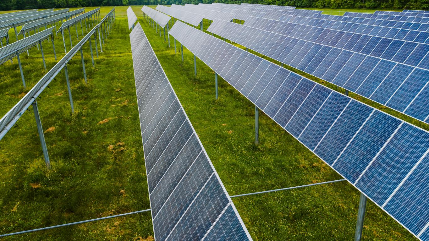 Solar Power Plants Aerial View