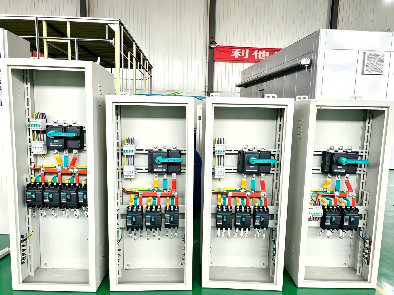 distribution panels in the factory workshop
