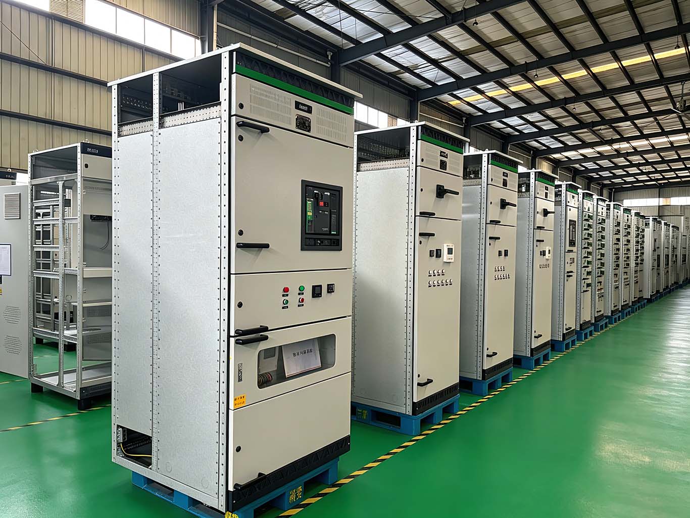 low voltage switchgear cabinets in factory workshop