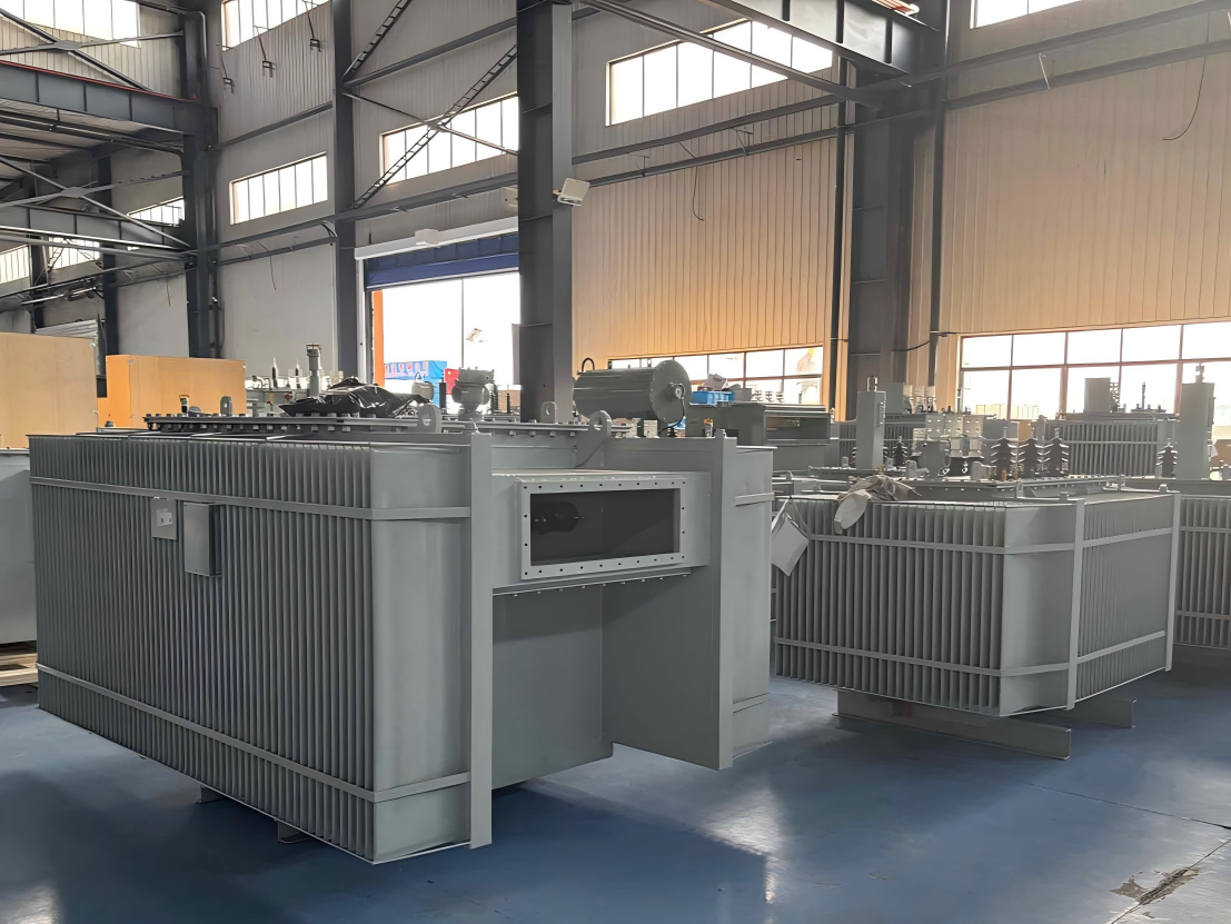 oil immersed distribution transformers in a factory