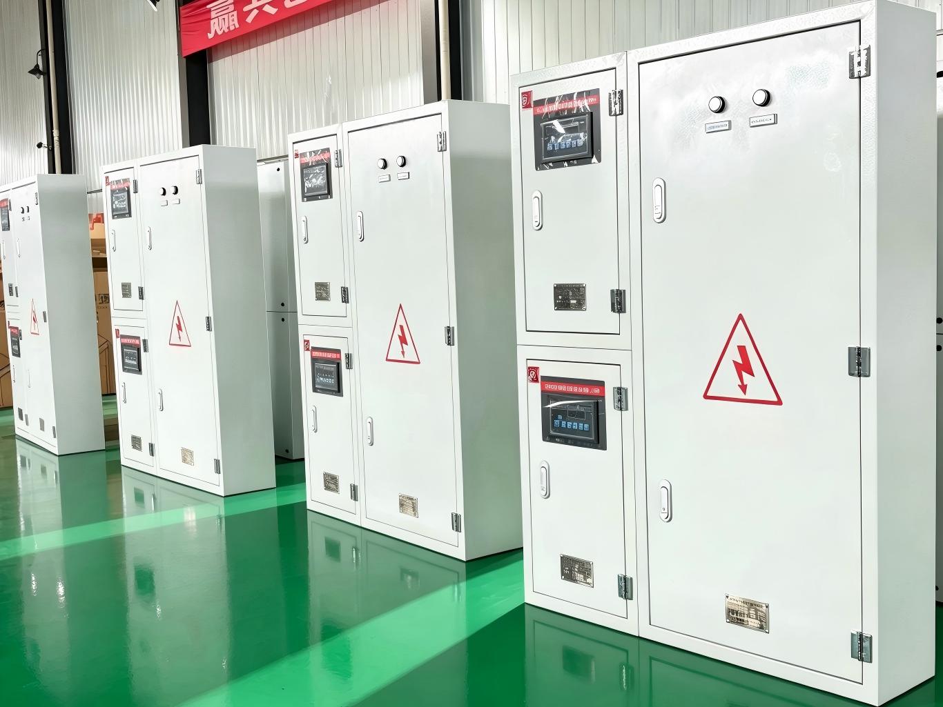 power distribution boxes in workshop