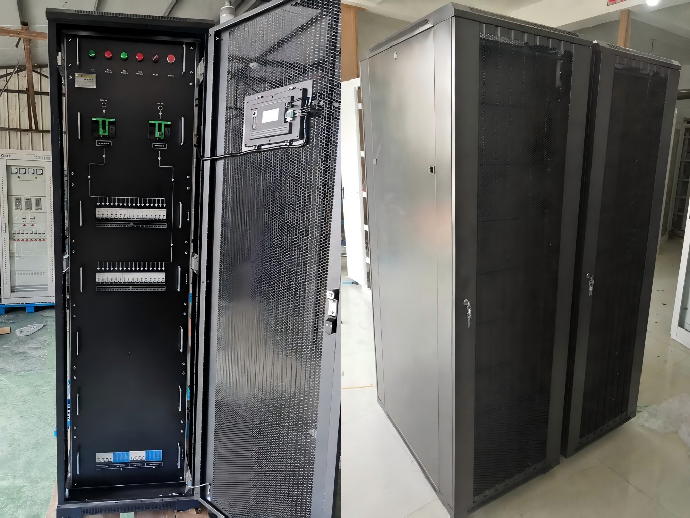 two data center distribution cabinets