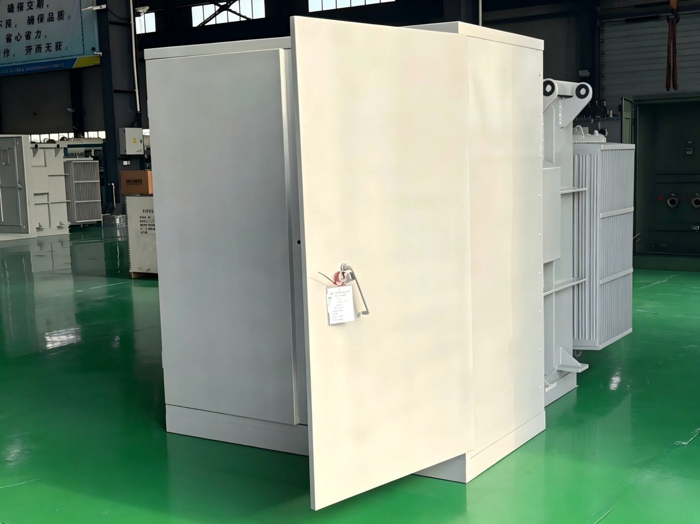 white kiosk substations