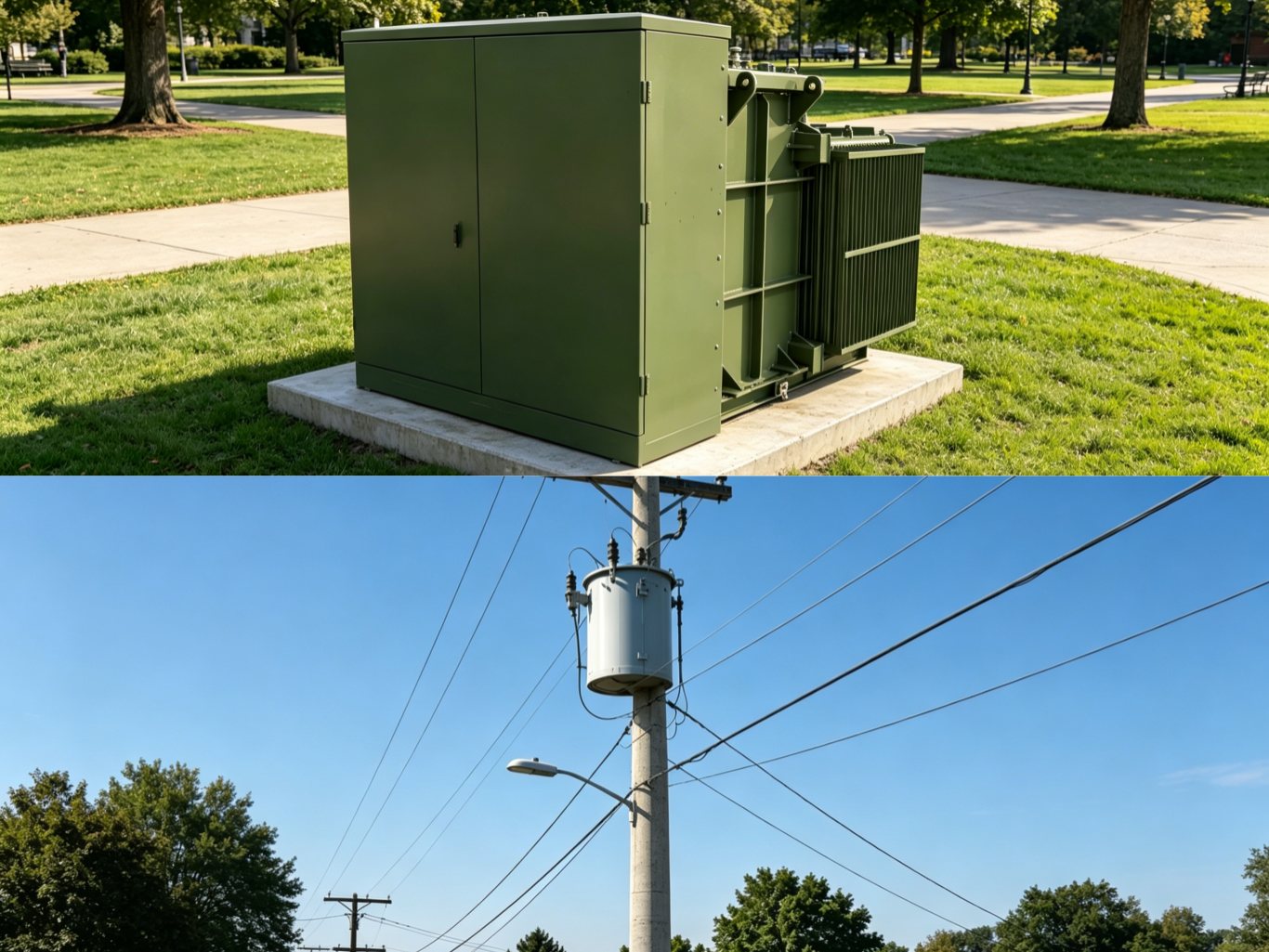 Comparison between pad mounted transformer and pole mounted transformer in urban electrical setting