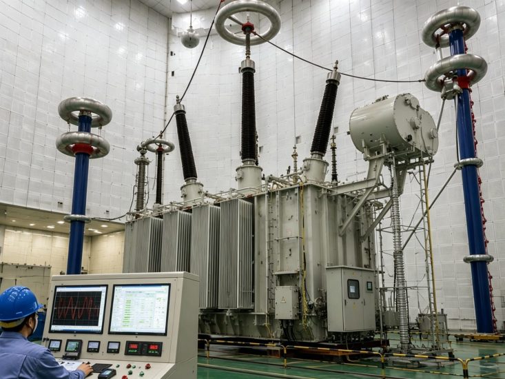 High voltage transformer factory testing in test lab High voltage transformer factory testing in test lab