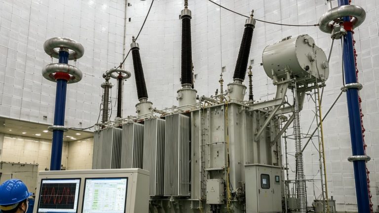 High voltage transformer factory testing in test lab