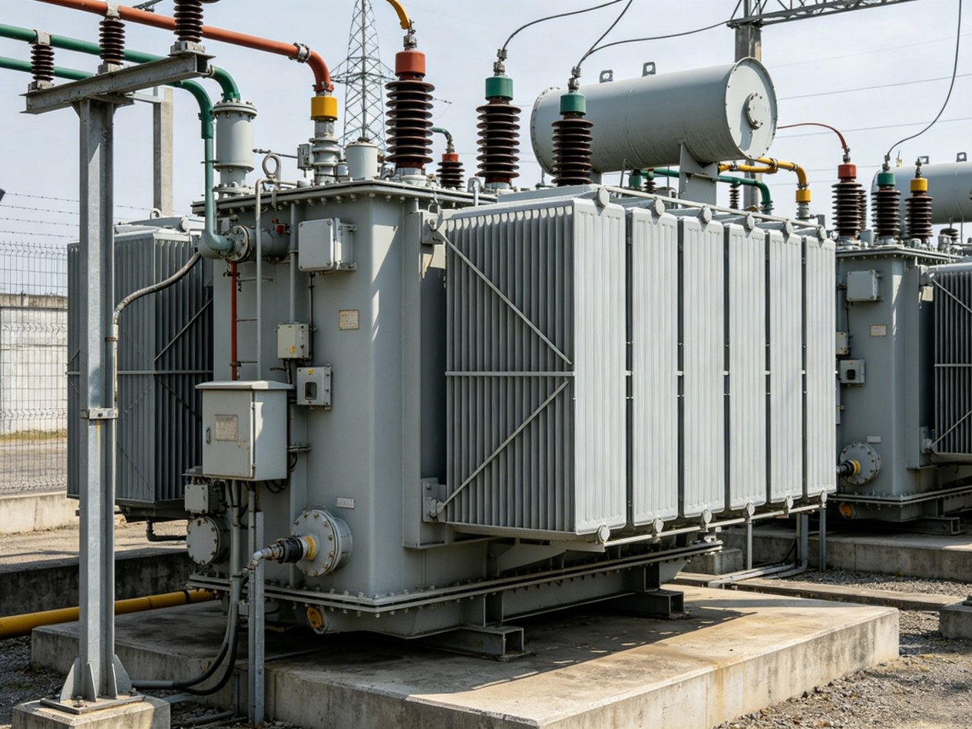 Large capacity power transformers at substation site