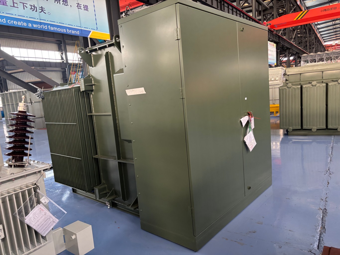 three phase pad mounted transformer in workshop