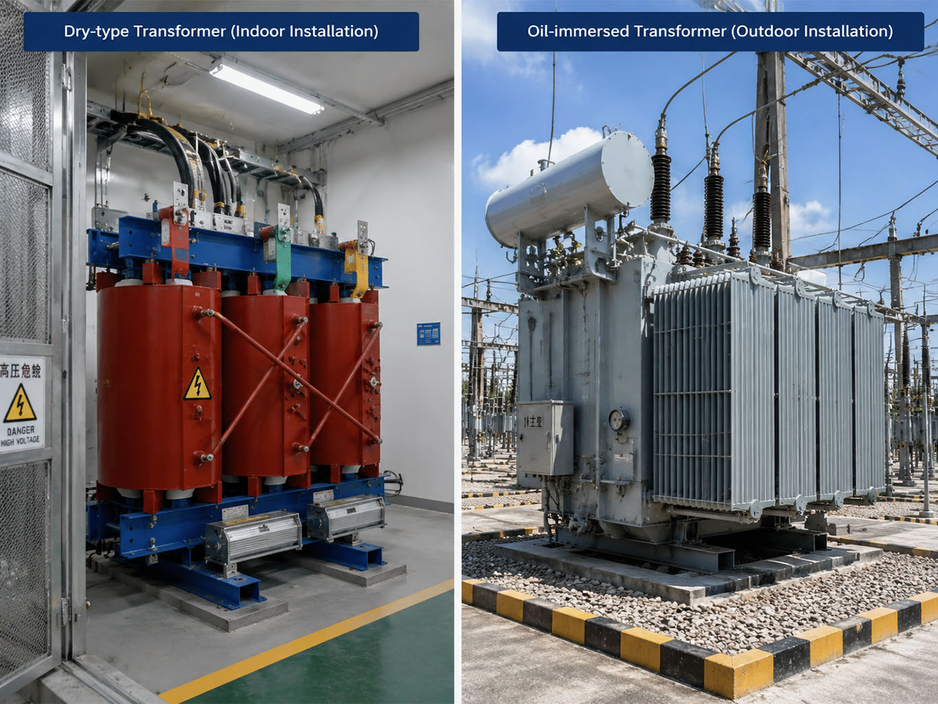 Dry type vs oil immersed transformer installation scenarios