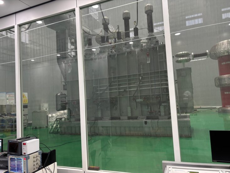 The power transformer is undergoing factory testing The power transformer is undergoing factory testing