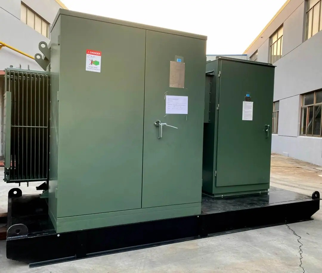 Three phase pad mounted transformer outdoor shot