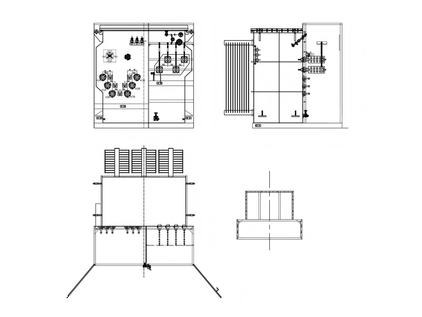 three-phase pad-mounted transformer design drawing