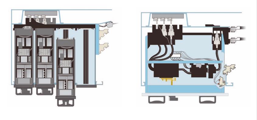 Draw‑out module cross‑section of low‑voltage switchgear cabinet