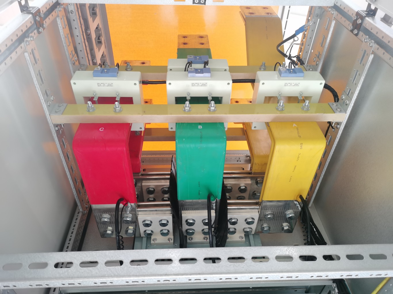 MNS cabinet interior with current transformers and busbars