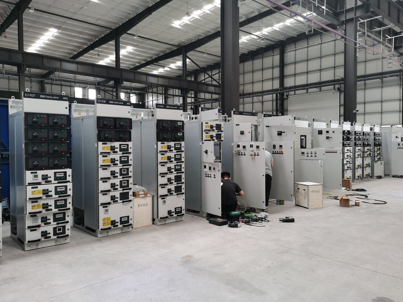 MNS low voltage switchgear under assembly in workshop