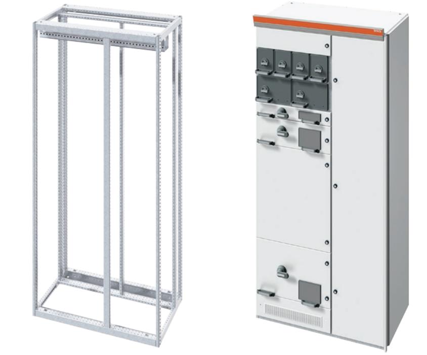 Modular metal frame and assembled MNS low‑voltage switchgear